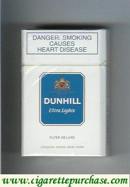 Dunhill Ultra Lights Filter De Luxe white and blue cigarettes hard box